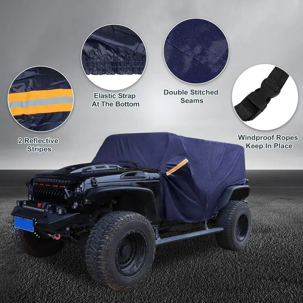 SUV Car Cover Cab Cover for Jeep Wrangler JK JL Hardtop 4 Door 2007-2021 Black